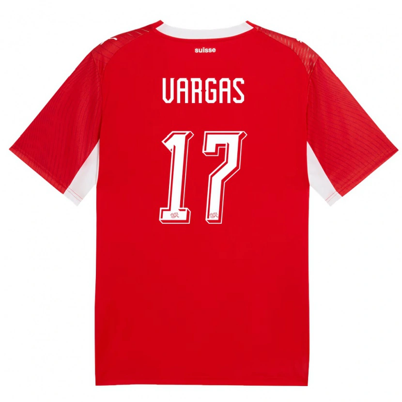 Danxen Mujer Camiseta Suiza Rubén Vargas #17 Rojo Blanco 1ª Equipación 26-28 La Camisa México