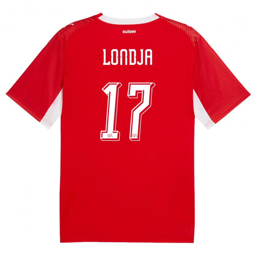 Danxen Mujer Camiseta Suiza Ruben Londja #17 Rojo Blanco 1ª Equipación 26-28 La Camisa México