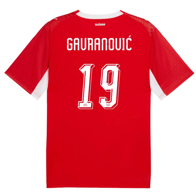 Danxen Mujer Camiseta Suiza Mario Gavranovic #19 Rojo Blanco 1ª Equipación 26-28 La Camisa México