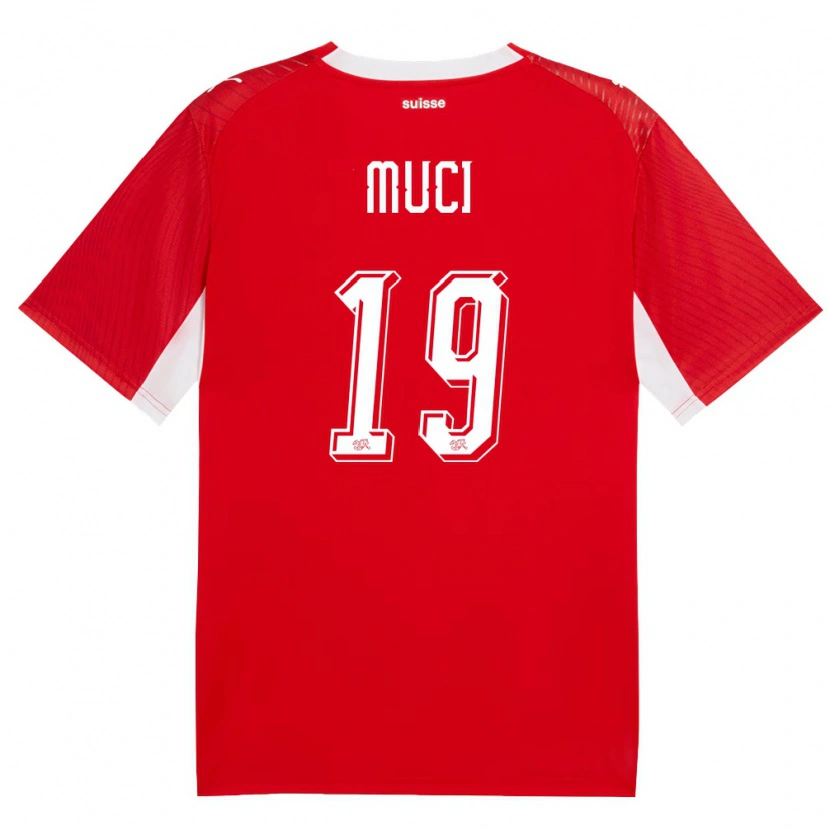 Danxen Mujer Camiseta Suiza Nikolas Muci #19 Rojo Blanco 1ª Equipación 26-28 La Camisa México