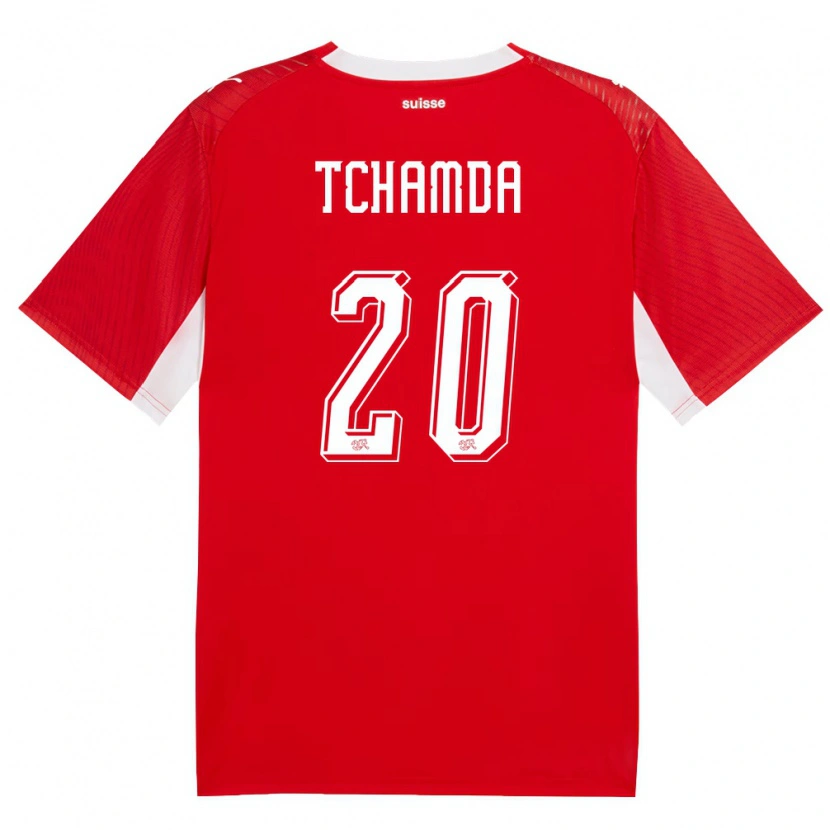 Danxen Mujer Camiseta Suiza Aaron Tchamda #20 Rojo Blanco 1ª Equipación 26-28 La Camisa México