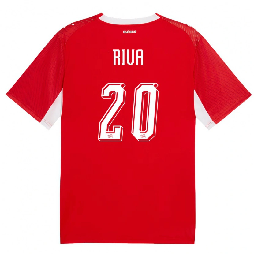 Danxen Mujer Camiseta Suiza Andrea Riva #20 Rojo Blanco 1ª Equipación 26-28 La Camisa México