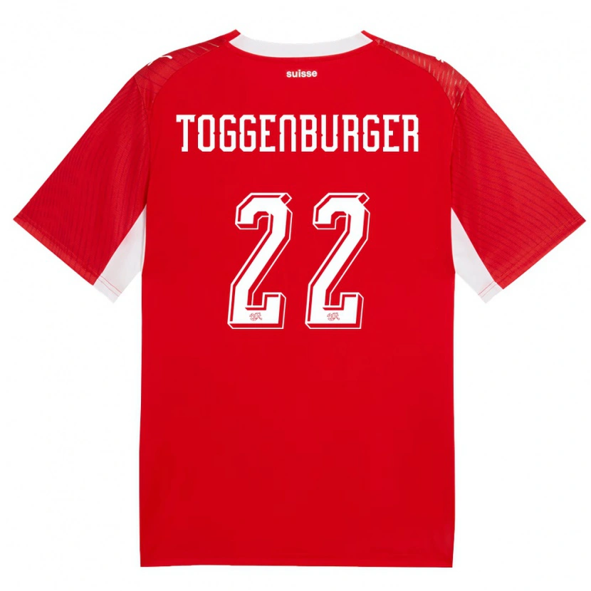 Danxen Mujer Camiseta Suiza Nando Toggenburger #22 Rojo Blanco 1ª Equipación 26-28 La Camisa México