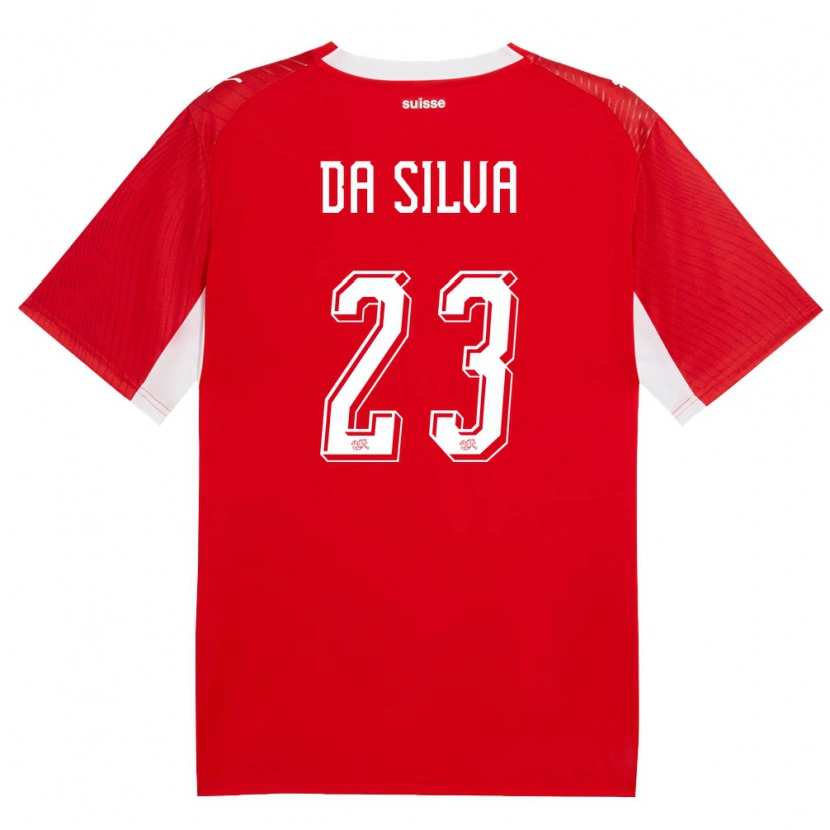 Danxen Mujer Camiseta Suiza David Da Silva #23 Rojo Blanco 1ª Equipación 26-28 La Camisa México