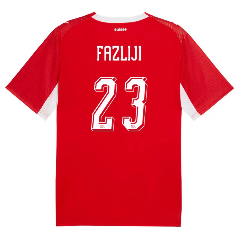 Danxen Mujer Camiseta Suiza Anid Fazliji #23 Rojo Blanco 1ª Equipación 26-28 La Camisa México