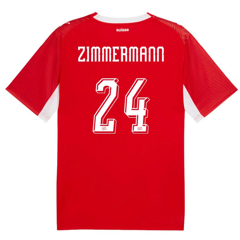 Danxen Mujer Camiseta Suiza Mio Zimmermann #24 Rojo Blanco 1ª Equipación 26-28 La Camisa México