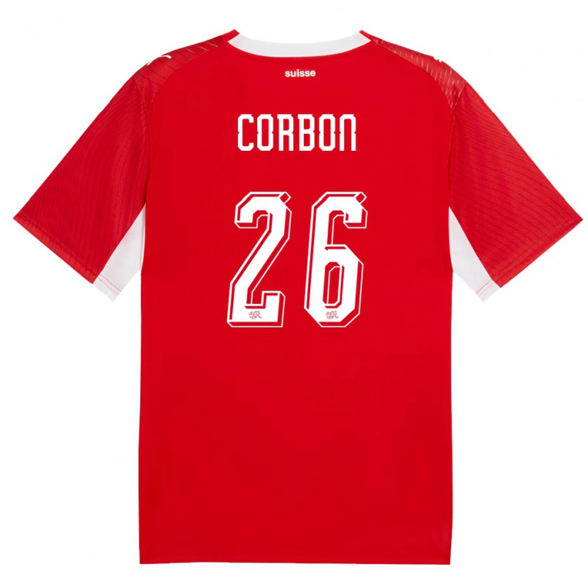 Danxen Mujer Camiseta Suiza Max Corbon #26 Rojo Blanco 1ª Equipación 26-28 La Camisa México