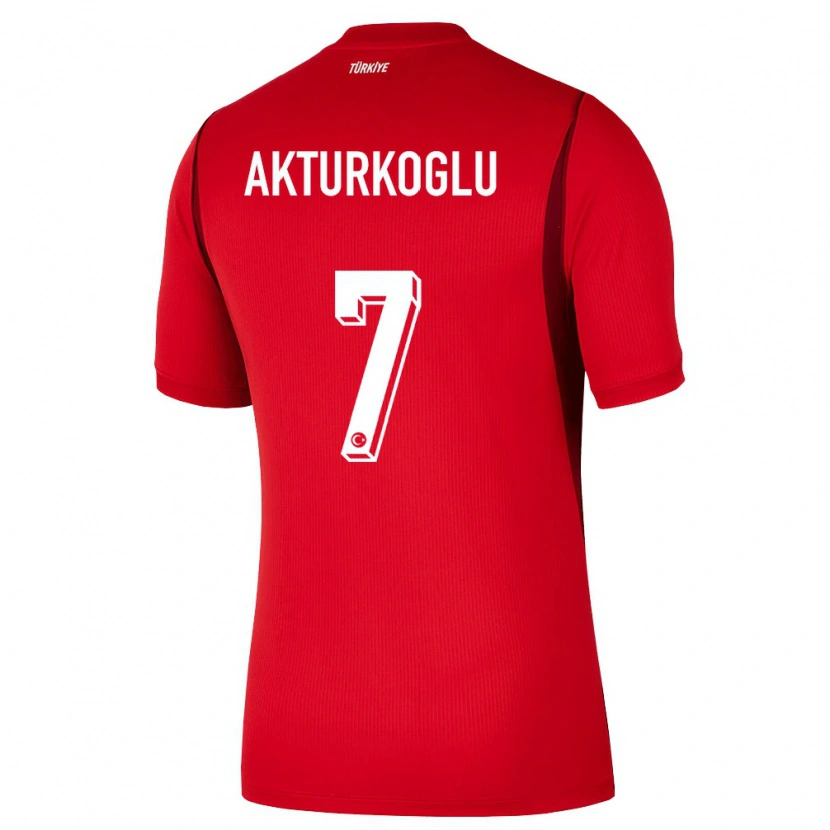 Danxen Mujer Camiseta Turquía Kerem Aktürkoğlu #7 Rojo Borgoña 1ª Equipación 26-28 La Camisa México