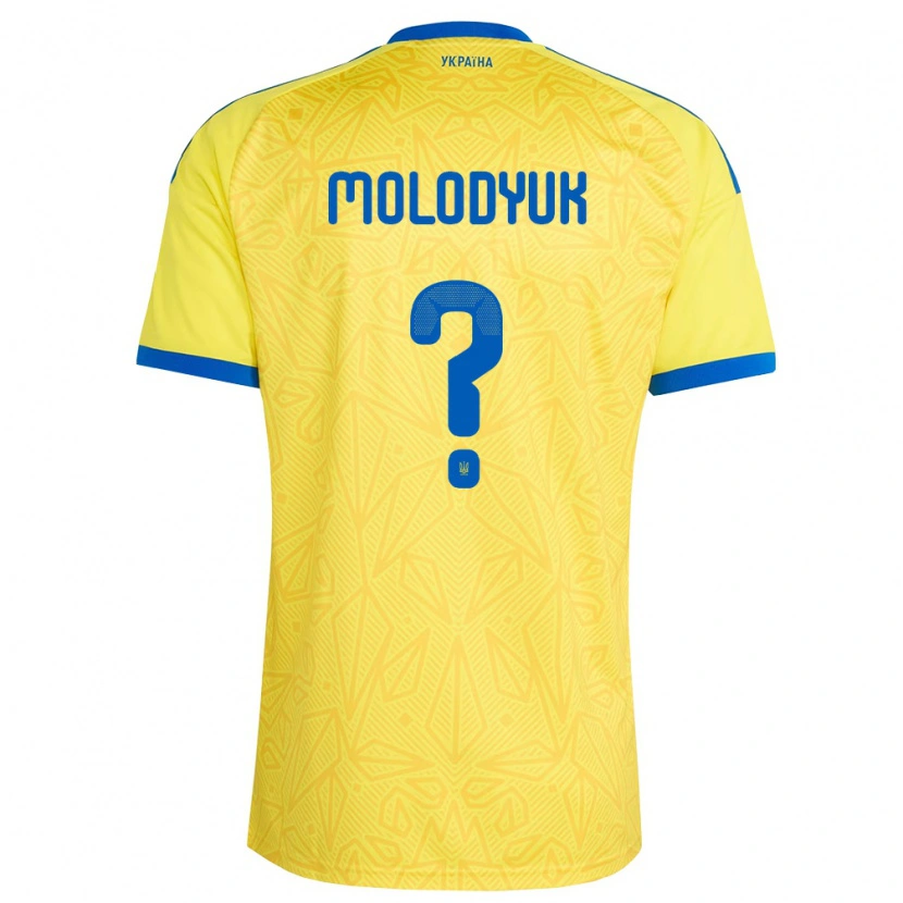 Danxen Mujer Camiseta Ucrania Yelyzaveta Molodyuk #0 Amarillo Azul 1ª Equipación 26-28 La Camisa México