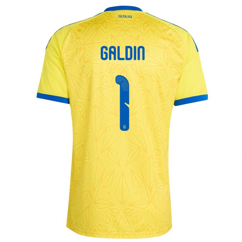 Danxen Mujer Camiseta Ucrania Igor Galdin #1 Amarillo Azul 1ª Equipación 26-28 La Camisa México
