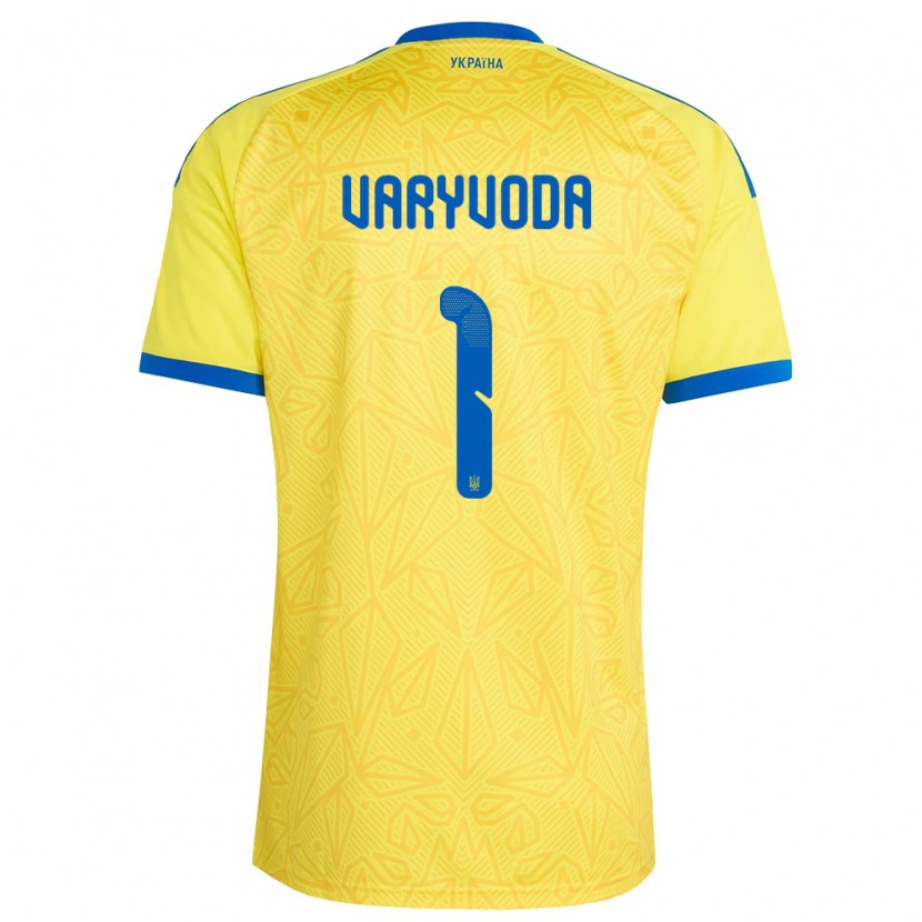 Danxen Mujer Camiseta Ucrania Oleksandr Varyvoda #1 Amarillo Azul 1ª Equipación 26-28 La Camisa México