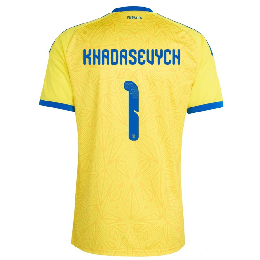 Danxen Mujer Camiseta Ucrania Kyrylo Khadasevych #1 Amarillo Azul 1ª Equipación 26-28 La Camisa México