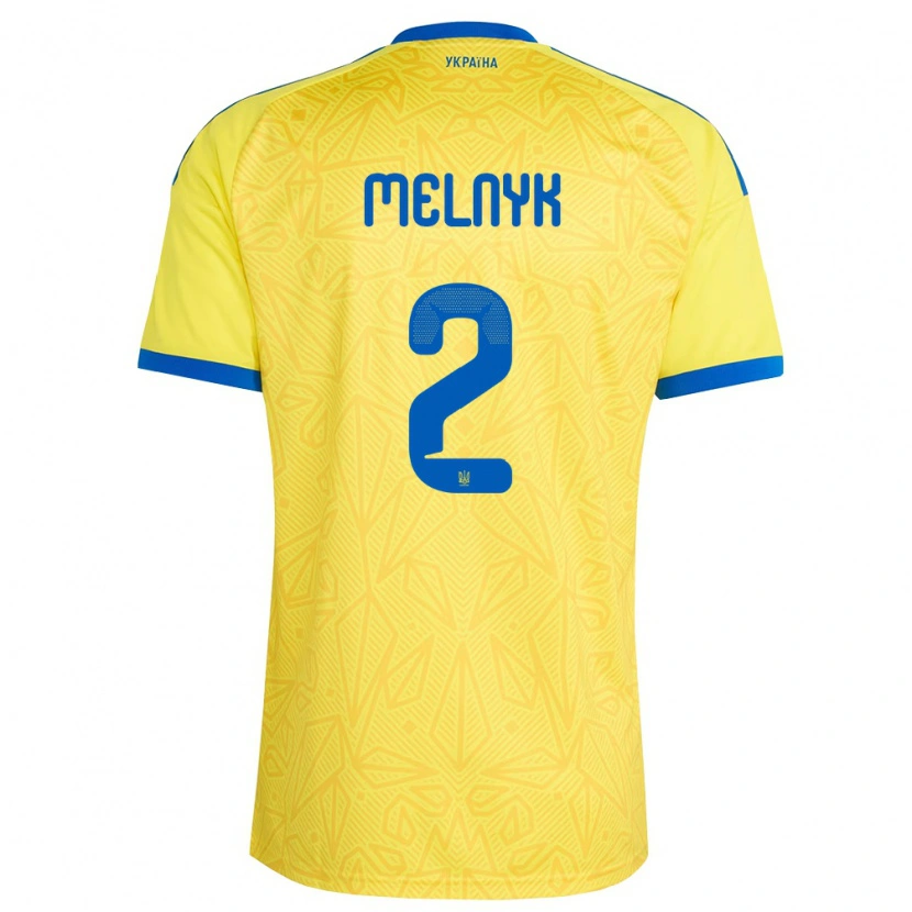 Danxen Mujer Camiseta Ucrania Mykyta Melnyk #2 Amarillo Azul 1ª Equipación 26-28 La Camisa México