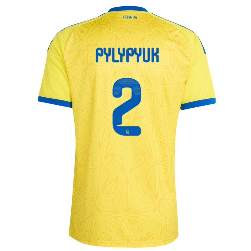 Danxen Mujer Camiseta Ucrania Oleg Pylypyuk #2 Amarillo Azul 1ª Equipación 26-28 La Camisa México