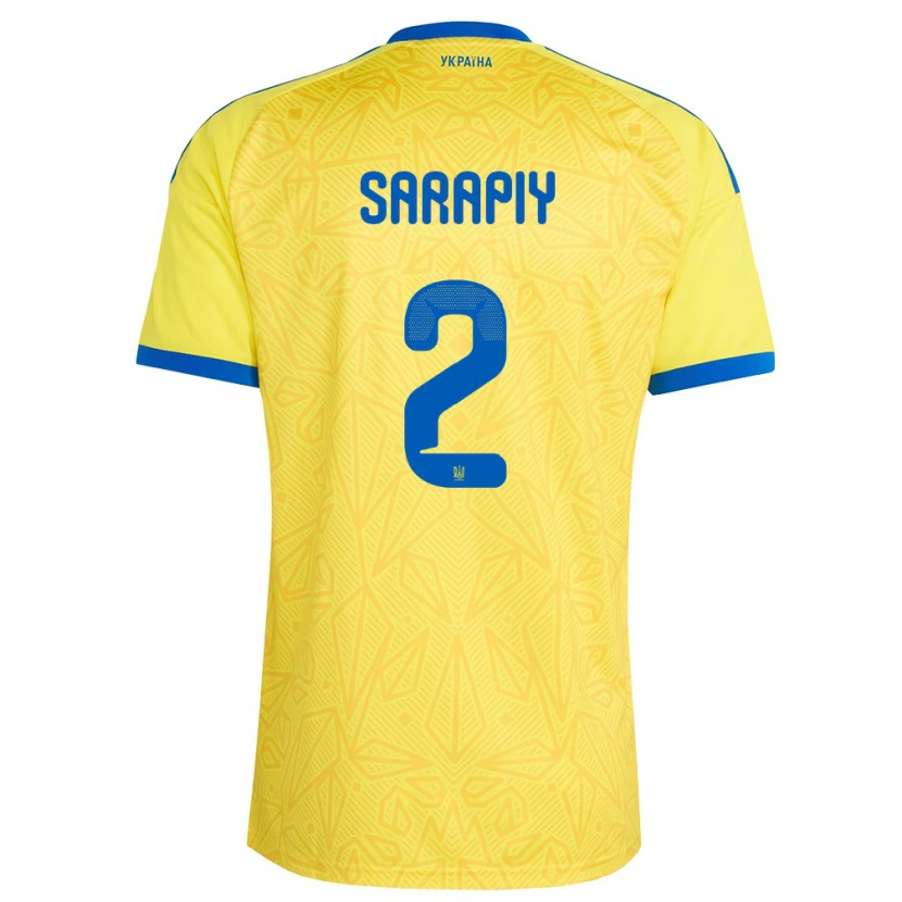 Danxen Mujer Camiseta Ucrania Eduard Sarapiy #2 Amarillo Azul 1ª Equipación 26-28 La Camisa México