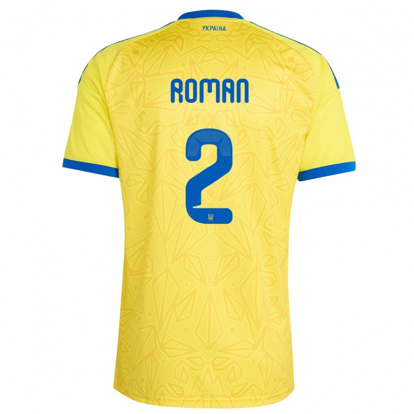 Danxen Mujer Camiseta Ucrania Vitaliy Roman #2 Amarillo Azul 1ª Equipación 26-28 La Camisa México