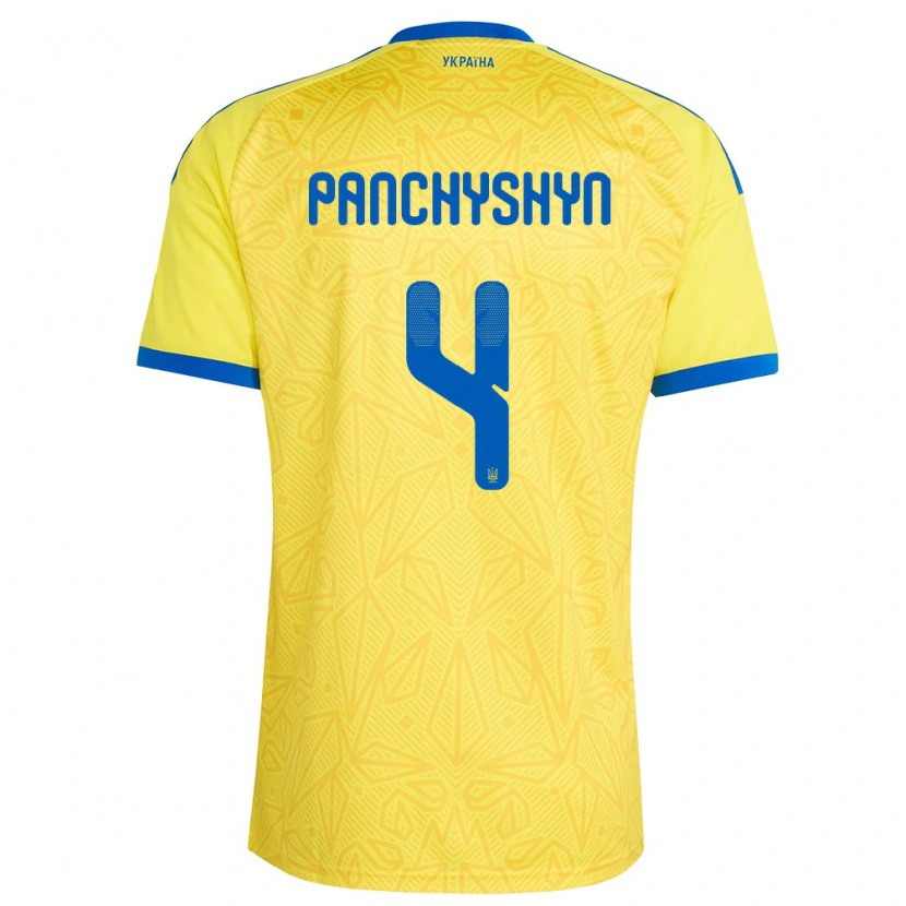 Danxen Mujer Camiseta Ucrania Markiyan Panchyshyn #4 Amarillo Azul 1ª Equipación 26-28 La Camisa México
