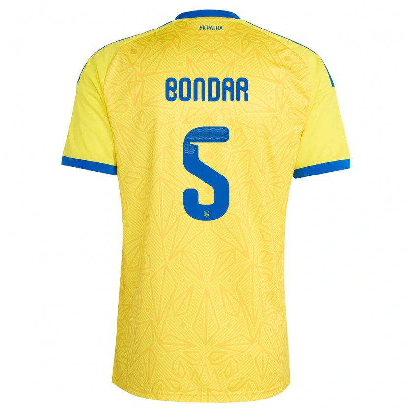 Danxen Mujer Camiseta Ucrania Valeriy Bondar #5 Amarillo Azul 1ª Equipación 26-28 La Camisa México