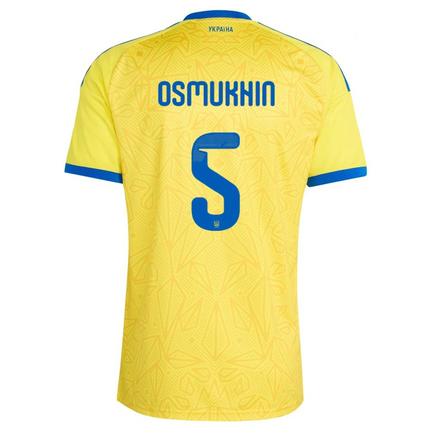 Danxen Mujer Camiseta Ucrania Zakhar Osmukhin #5 Amarillo Azul 1ª Equipación 26-28 La Camisa México
