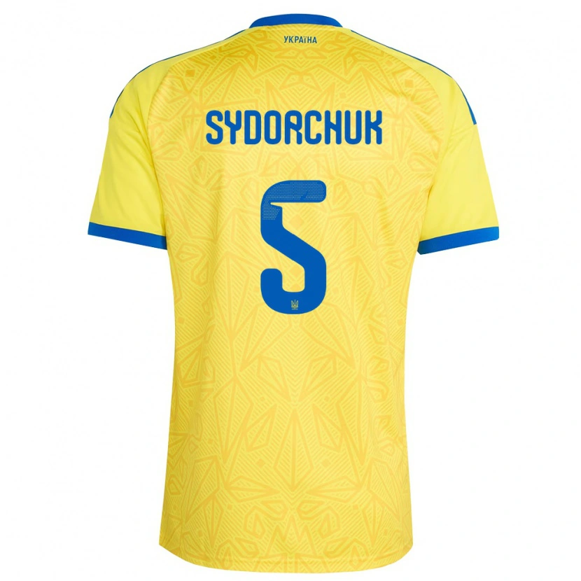 Danxen Mujer Camiseta Ucrania Sergiy Sydorchuk #5 Amarillo Azul 1ª Equipación 26-28 La Camisa México