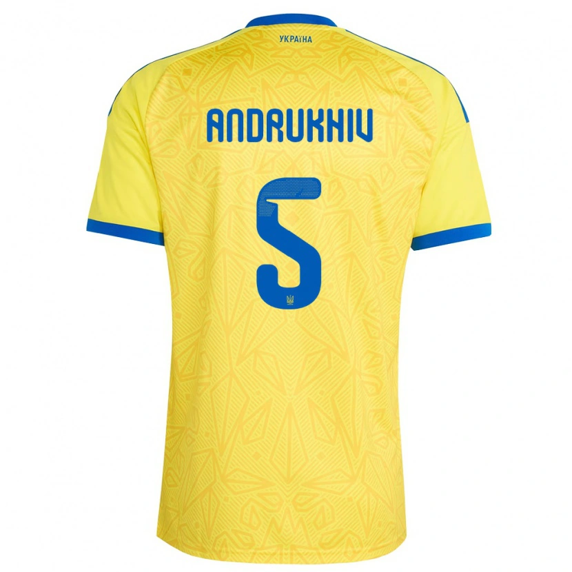 Danxen Mujer Camiseta Ucrania Veronika Andrukhiv #5 Amarillo Azul 1ª Equipación 26-28 La Camisa México