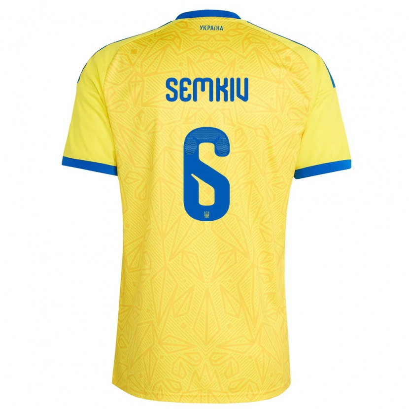 Danxen Mujer Camiseta Ucrania Dayana Semkiv #6 Amarillo Azul 1ª Equipación 26-28 La Camisa México