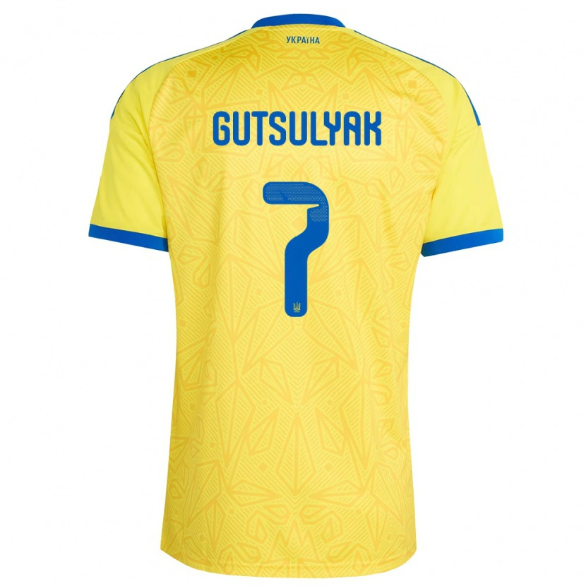 Danxen Mujer Camiseta Ucrania Oleksiy Gutsulyak #7 Amarillo Azul 1ª Equipación 26-28 La Camisa México