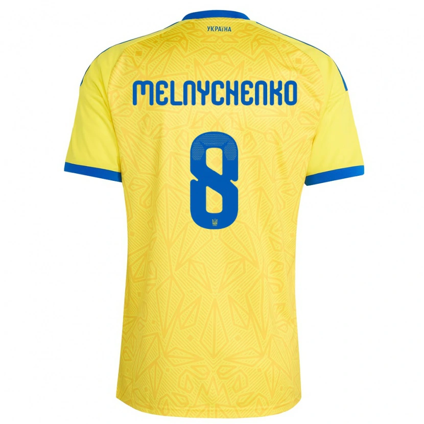 Danxen Mujer Camiseta Ucrania Maksym Melnychenko #8 Amarillo Azul 1ª Equipación 26-28 La Camisa México