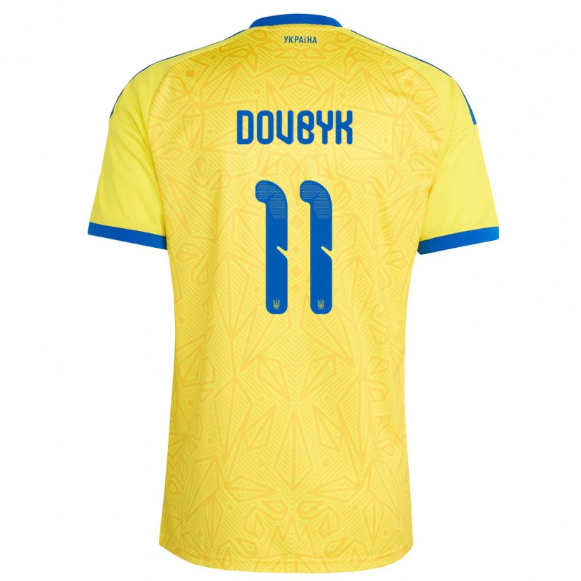 Danxen Mujer Camiseta Ucrania Artem Dovbyk #11 Amarillo Azul 1ª Equipación 26-28 La Camisa México