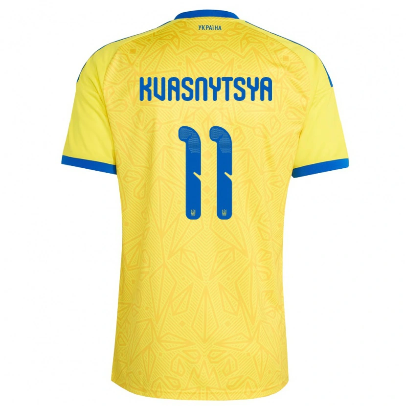 Danxen Mujer Camiseta Ucrania Ilya Kvasnytsya #11 Amarillo Azul 1ª Equipación 26-28 La Camisa México