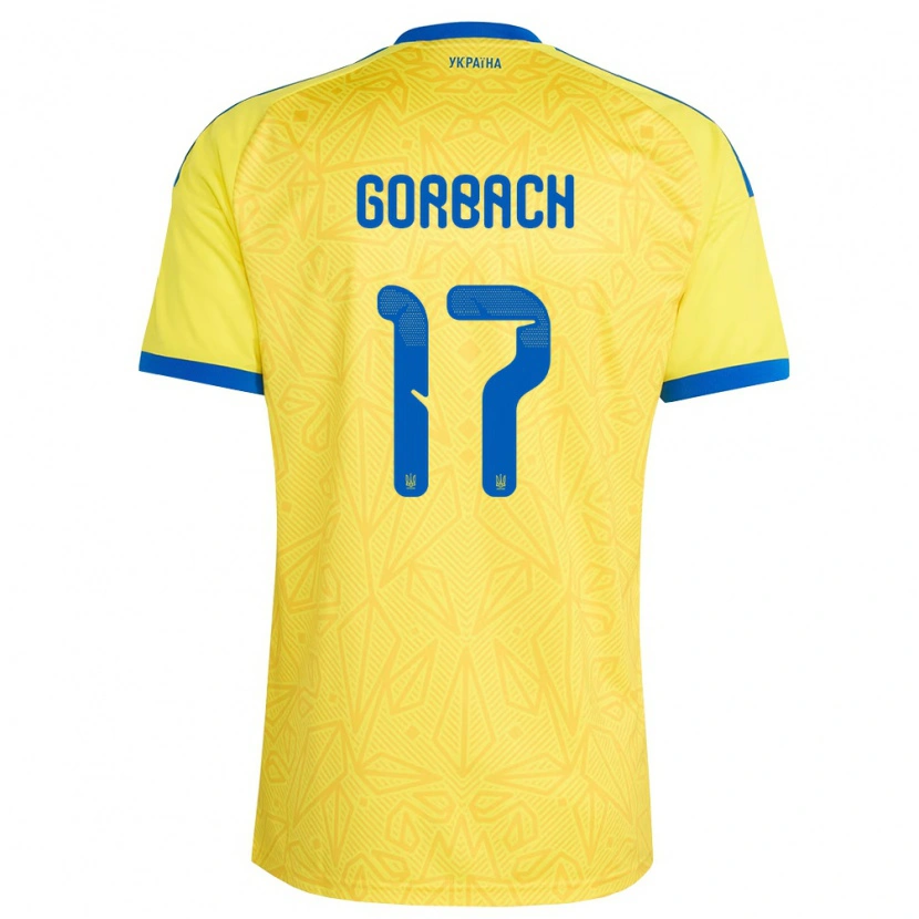 Danxen Mujer Camiseta Ucrania Igor Gorbach #17 Amarillo Azul 1ª Equipación 26-28 La Camisa México