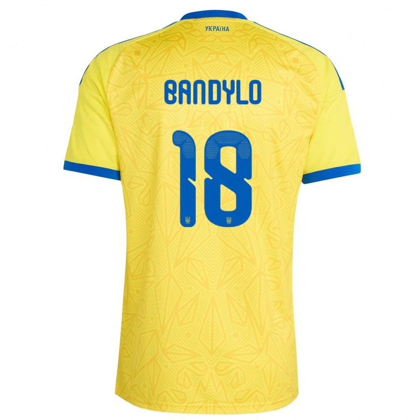 Danxen Mujer Camiseta Ucrania Svyatoslav Bandylo #18 Amarillo Azul 1ª Equipación 26-28 La Camisa México