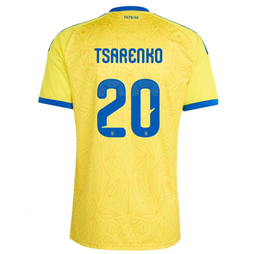 Danxen Mujer Camiseta Ucrania Anton Tsarenko #20 Amarillo Azul 1ª Equipación 26-28 La Camisa México