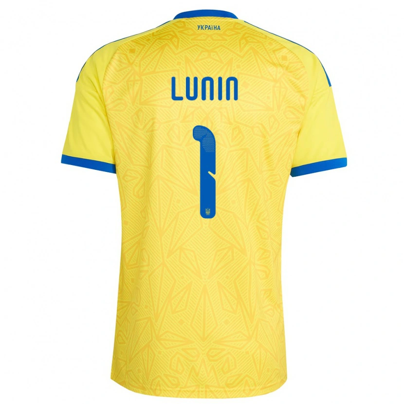 Danxen Mujer Camiseta Ucrania Andriy Lunin #1 Amarillo Azul 1ª Equipación 26-28 La Camisa México