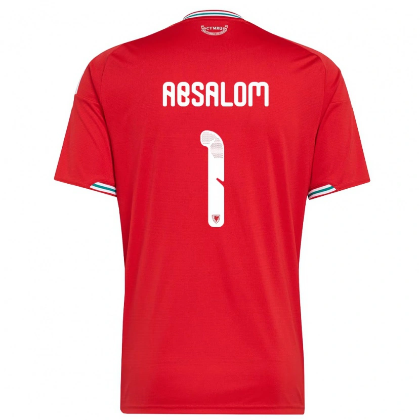 Danxen Mujer Camiseta Gales Kelland Absalom #1 Rojo Blanco Verde 1ª Equipación 26-28 La Camisa México