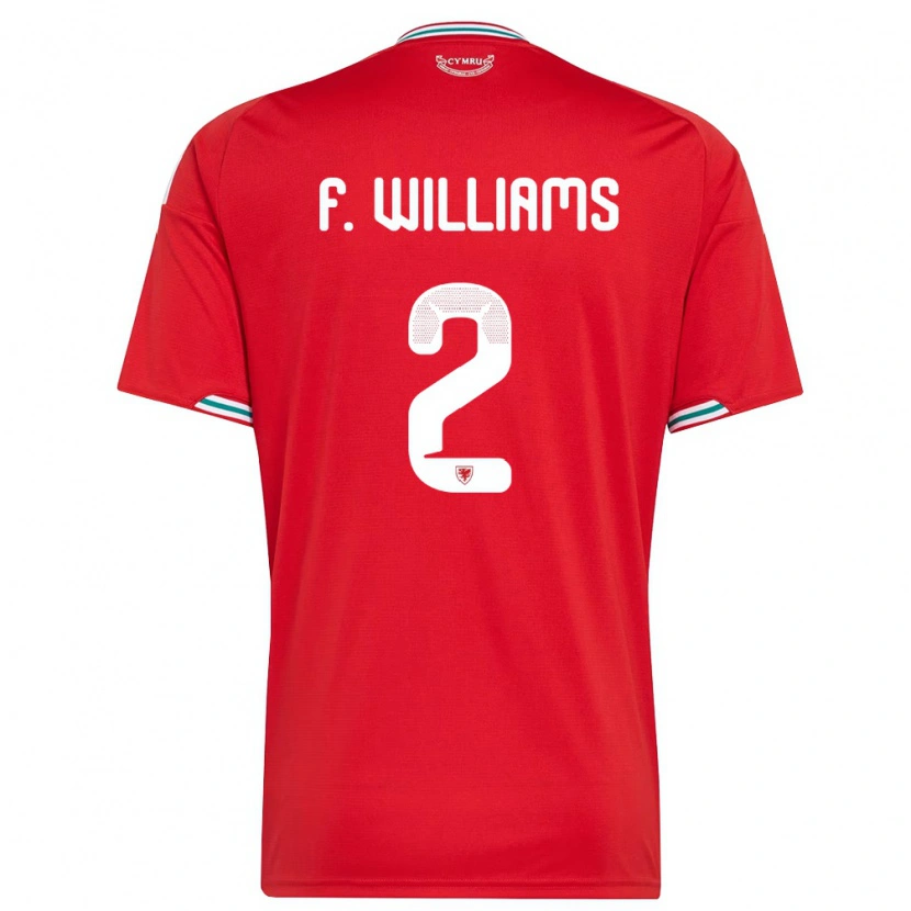 Danxen Mujer Camiseta Gales Fabian Williams #2 Rojo Blanco Verde 1ª Equipación 26-28 La Camisa México