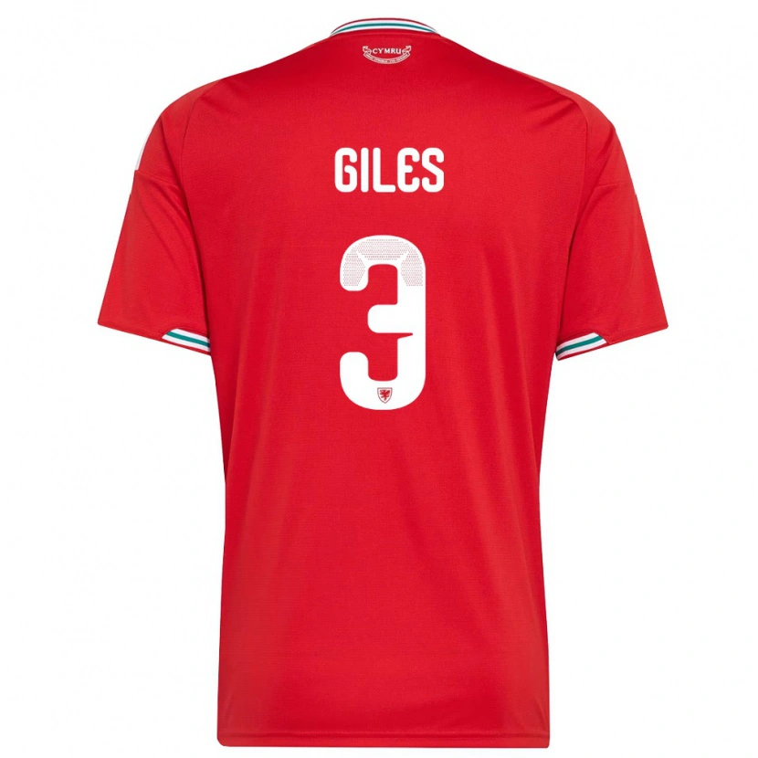 Danxen Mujer Camiseta Gales Luey Giles #3 Rojo Blanco Verde 1ª Equipación 26-28 La Camisa México