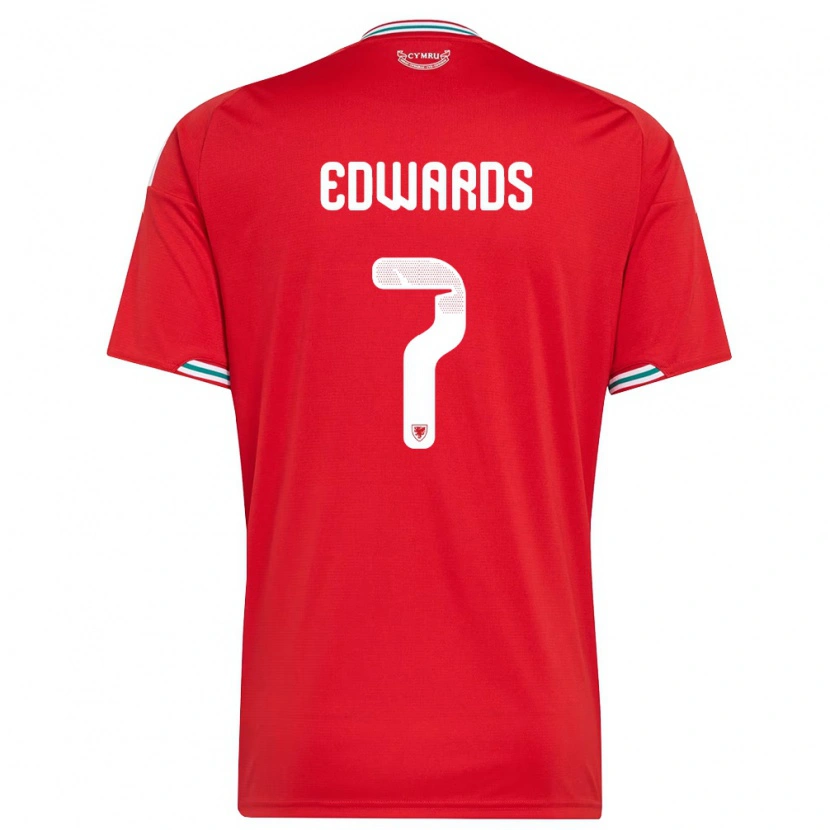 Danxen Mujer Camiseta Gales Oliver Edwards #7 Rojo Blanco Verde 1ª Equipación 26-28 La Camisa México