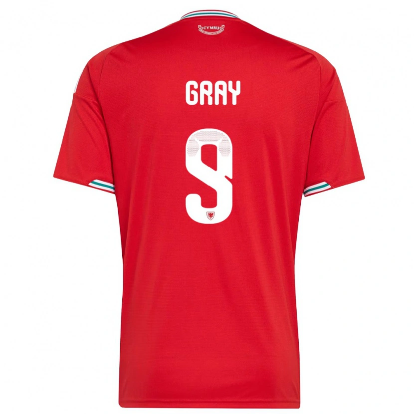 Danxen Mujer Camiseta Gales Harvey Gray #9 Rojo Blanco Verde 1ª Equipación 26-28 La Camisa México
