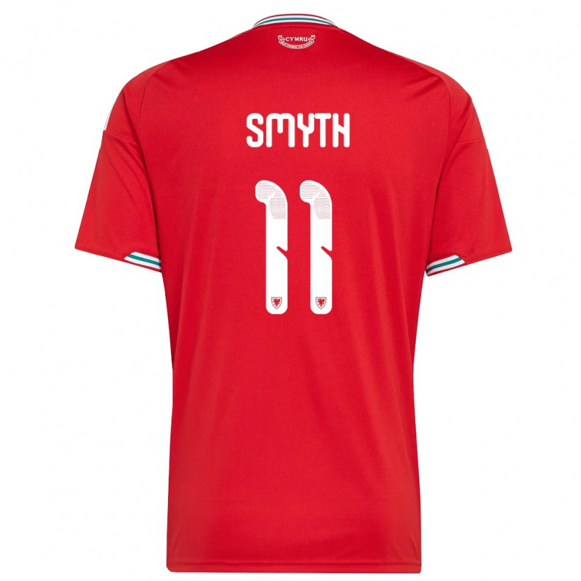 Danxen Mujer Camiseta Gales Jayden Smyth #11 Rojo Blanco Verde 1ª Equipación 26-28 La Camisa México