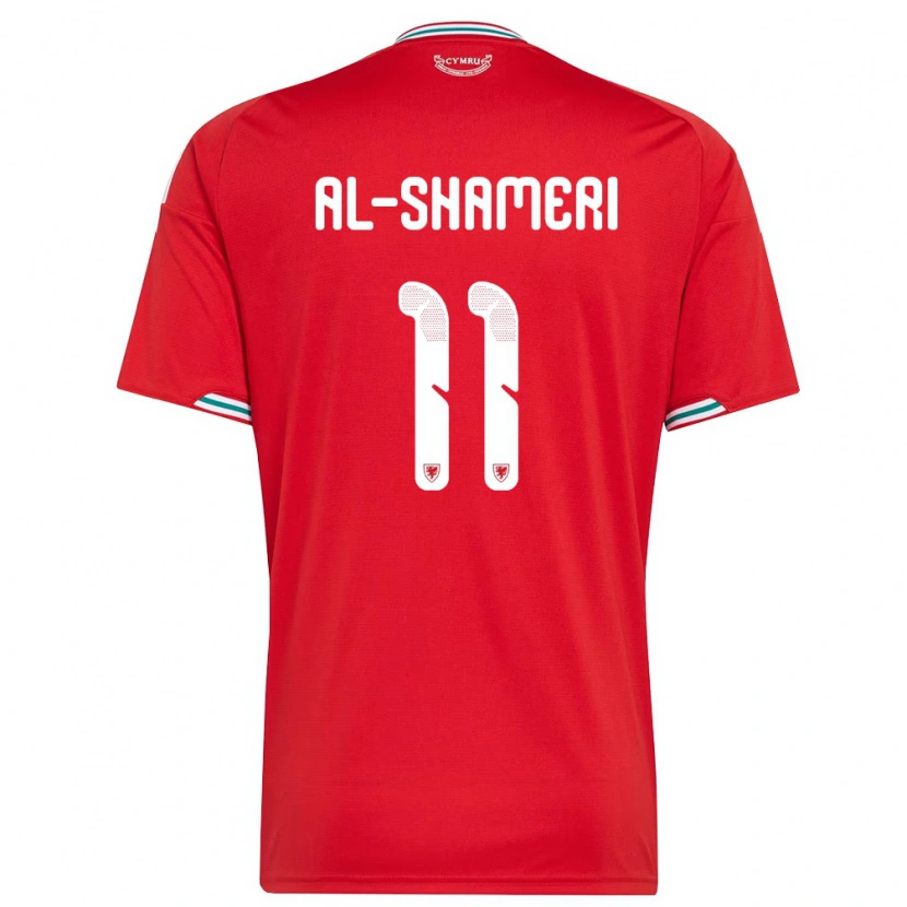 Danxen Mujer Camiseta Gales Nawaf Al-Shameri #11 Rojo Blanco Verde 1ª Equipación 26-28 La Camisa México