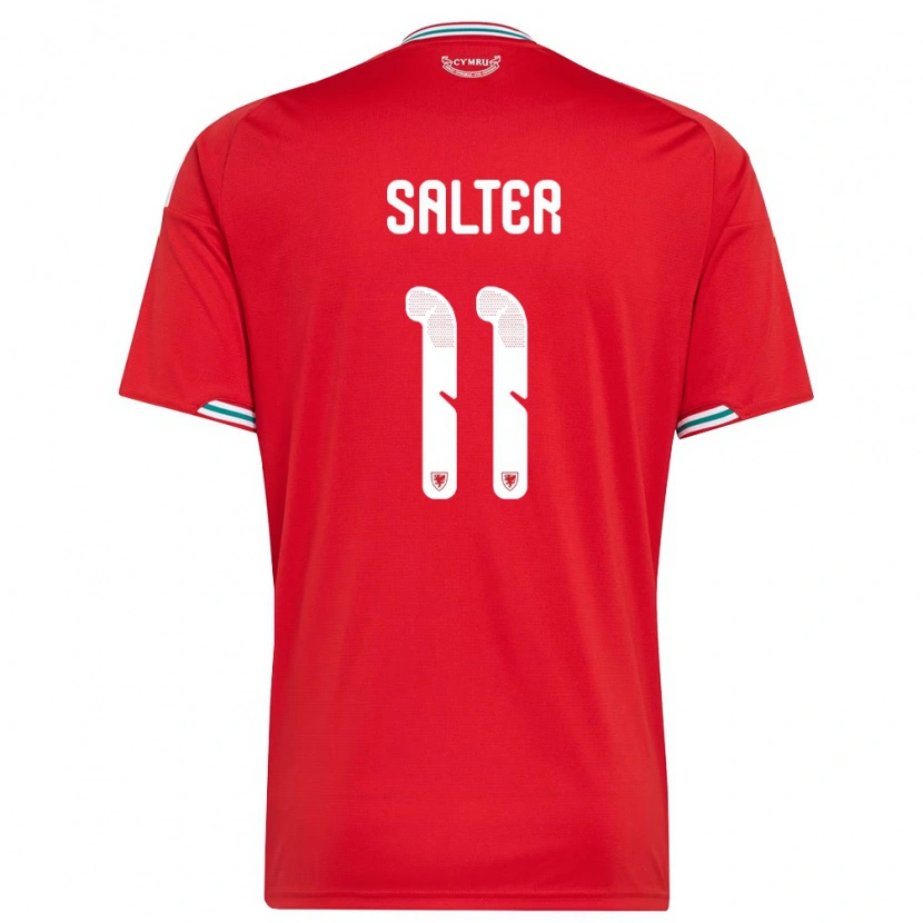 Danxen Mujer Camiseta Gales Oliver Salter #11 Rojo Blanco Verde 1ª Equipación 26-28 La Camisa México