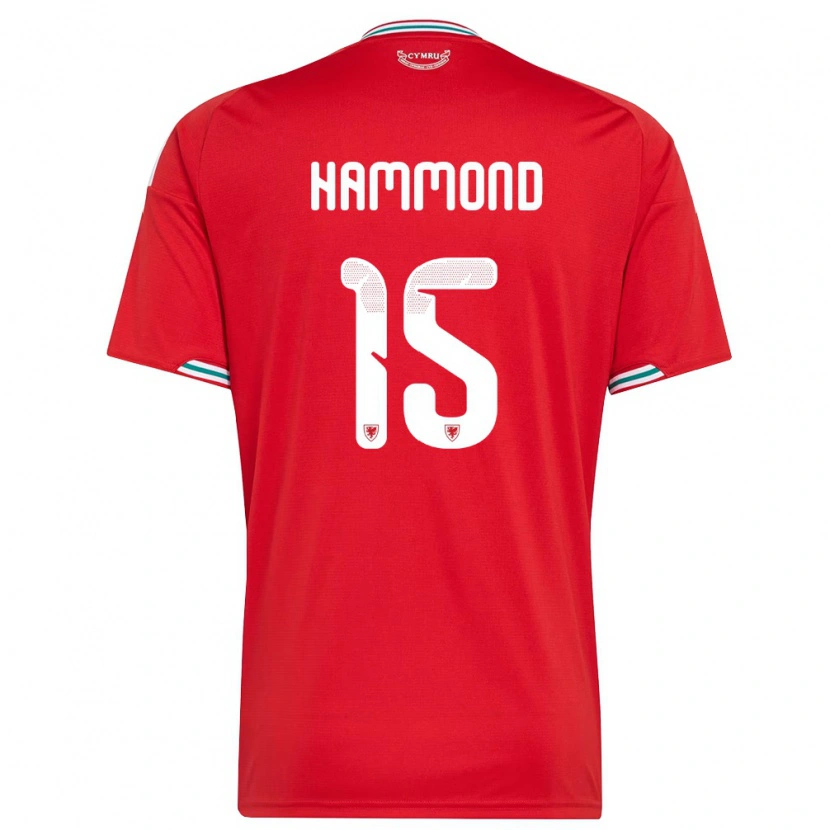 Danxen Mujer Camiseta Gales Ben Hammond #15 Rojo Blanco Verde 1ª Equipación 26-28 La Camisa México
