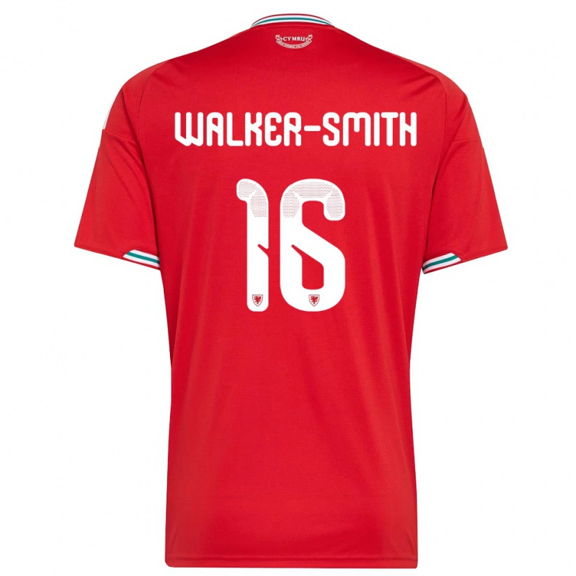 Danxen Mujer Camiseta Gales Charlie Walker-Smith #16 Rojo Blanco Verde 1ª Equipación 26-28 La Camisa México