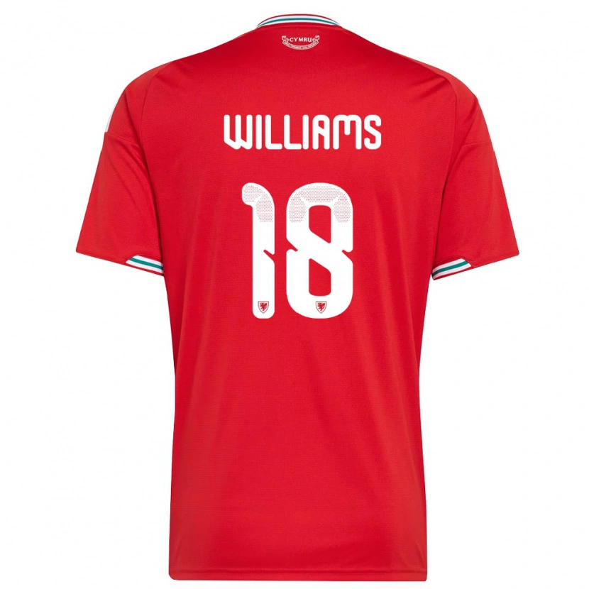 Danxen Mujer Camiseta Gales Josh Williams #18 Rojo Blanco Verde 1ª Equipación 26-28 La Camisa México