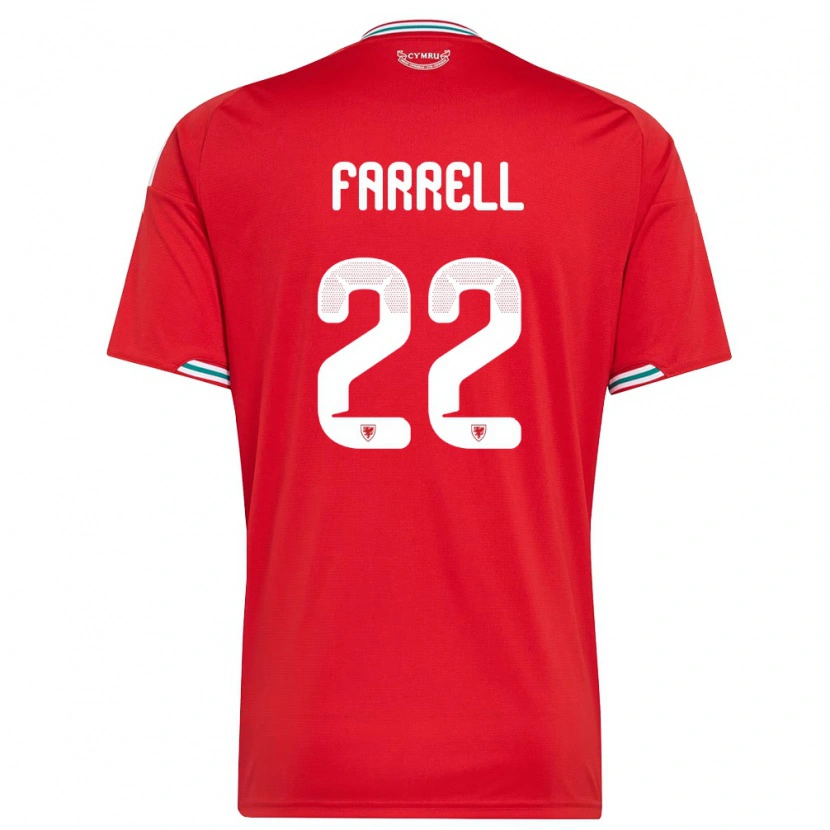 Danxen Mujer Camiseta Gales Joshua Farrell #22 Rojo Blanco Verde 1ª Equipación 26-28 La Camisa México