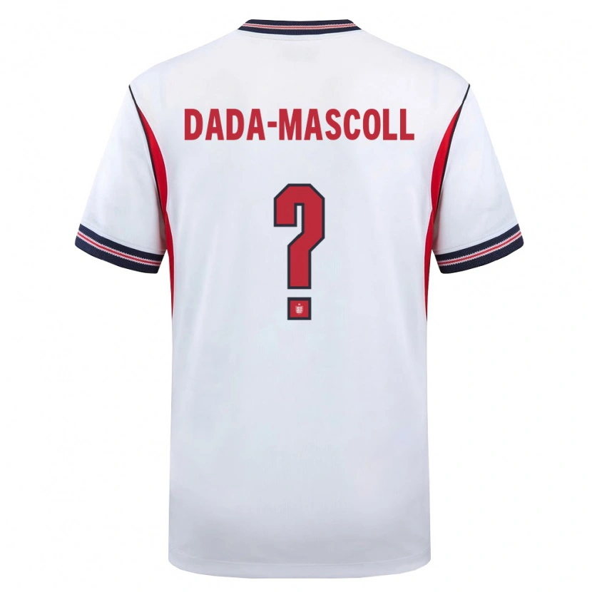 Danxen Mujer Camiseta Inglaterra Isaiah Dada-Mascoll #0 Blanco Marino Rojo 1ª Equipación 26-28 La Camisa México