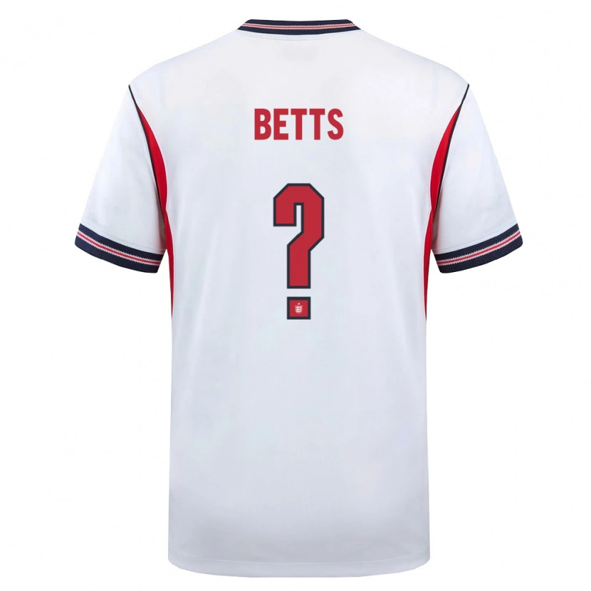 Danxen Mujer Camiseta Inglaterra Thomas Betts #0 Blanco Marino Rojo 1ª Equipación 26-28 La Camisa México