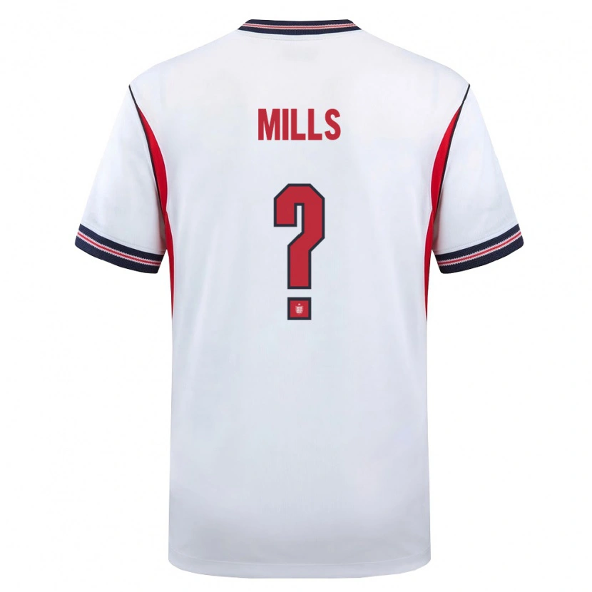 Danxen Mujer Camiseta Inglaterra Michael Mills #0 Blanco Marino Rojo 1ª Equipación 26-28 La Camisa México