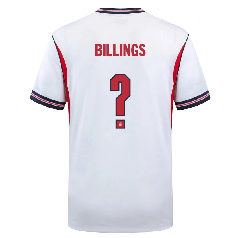 Danxen Mujer Camiseta Inglaterra Frazer Billings #0 Blanco Marino Rojo 1ª Equipación 26-28 La Camisa México
